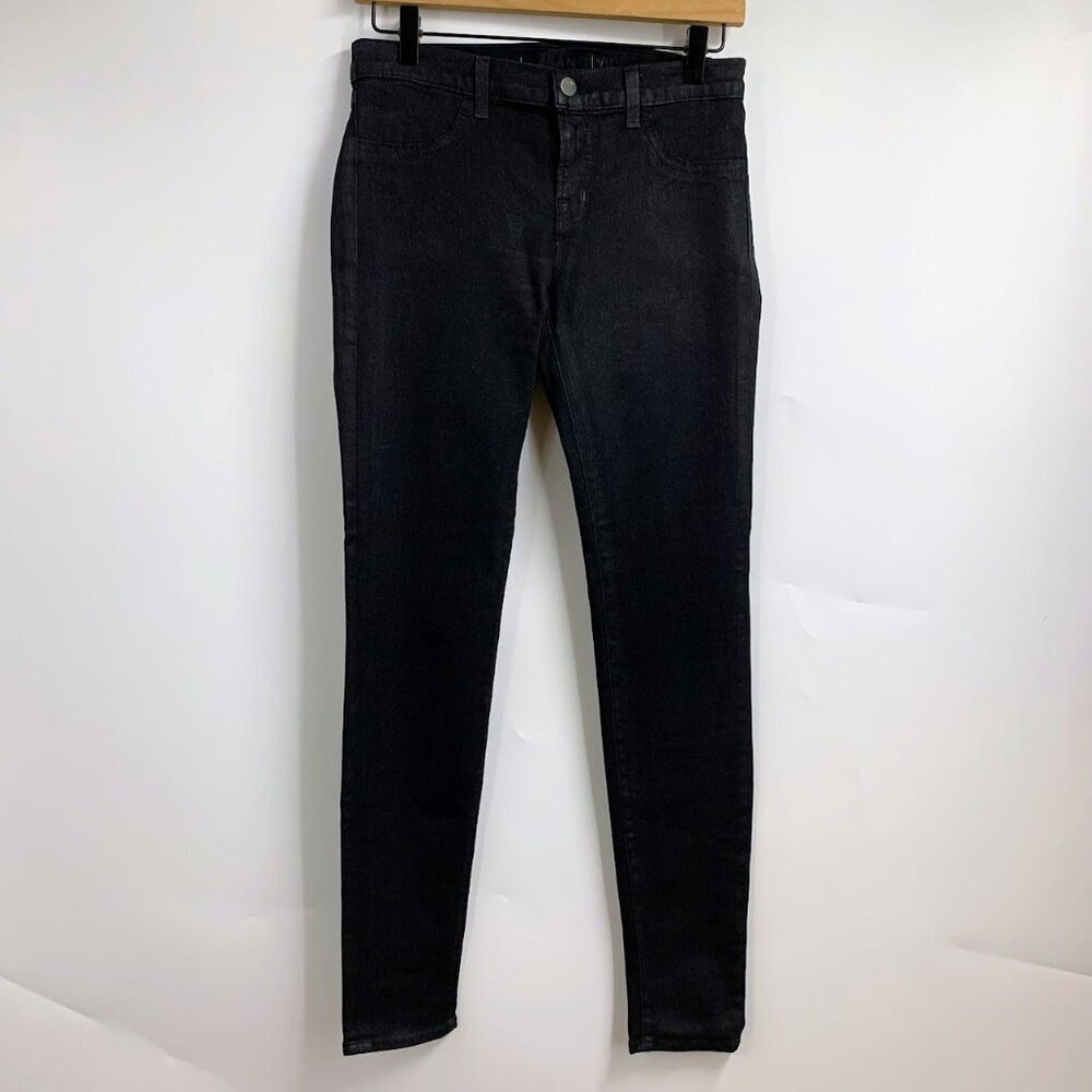 J‎ Brand Women's Coated Super Skinny Low-Rise Black Legging Jeans Size 28